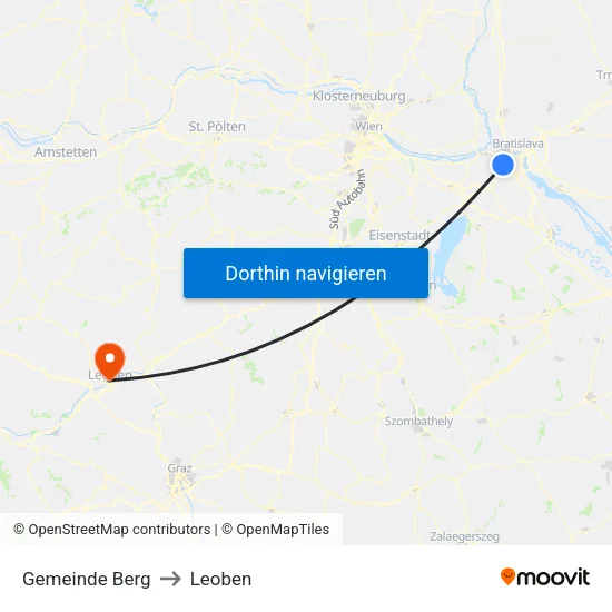 Gemeinde Berg to Leoben map