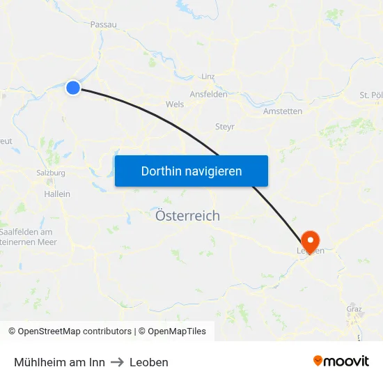 Mühlheim am Inn to Leoben map