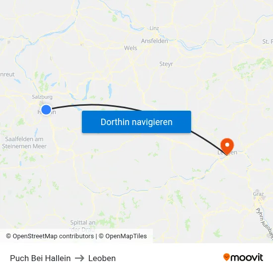 Puch Bei Hallein to Leoben map