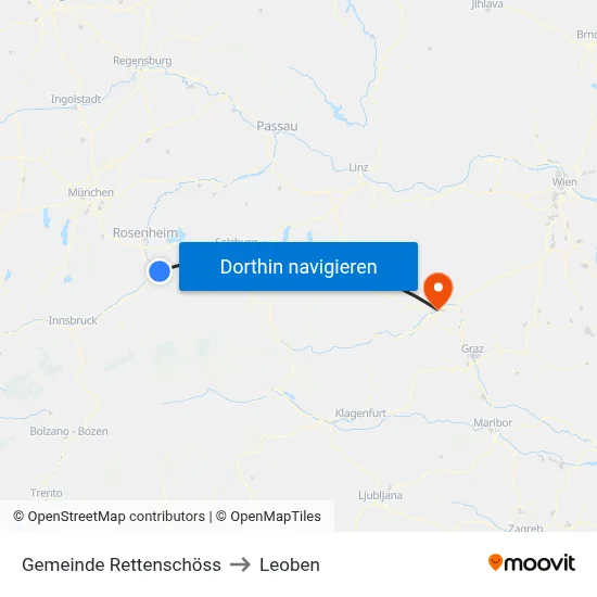 Gemeinde Rettenschöss to Leoben map