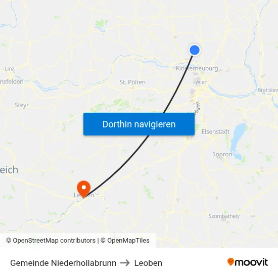 Gemeinde Niederhollabrunn to Leoben map