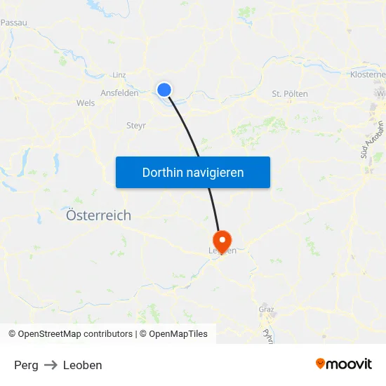 Perg to Leoben map