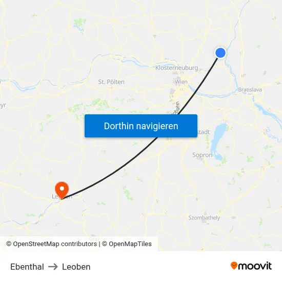 Ebenthal to Leoben map