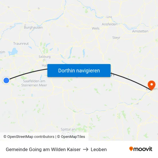 Gemeinde Going am Wilden Kaiser to Leoben map