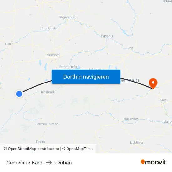 Gemeinde Bach to Leoben map