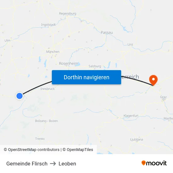 Gemeinde Flirsch to Leoben map