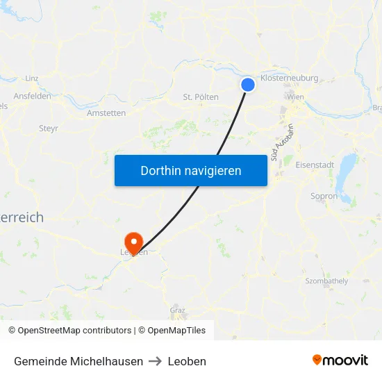 Gemeinde Michelhausen to Leoben map