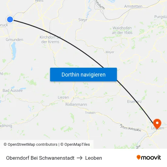 Oberndorf Bei Schwanenstadt to Leoben map