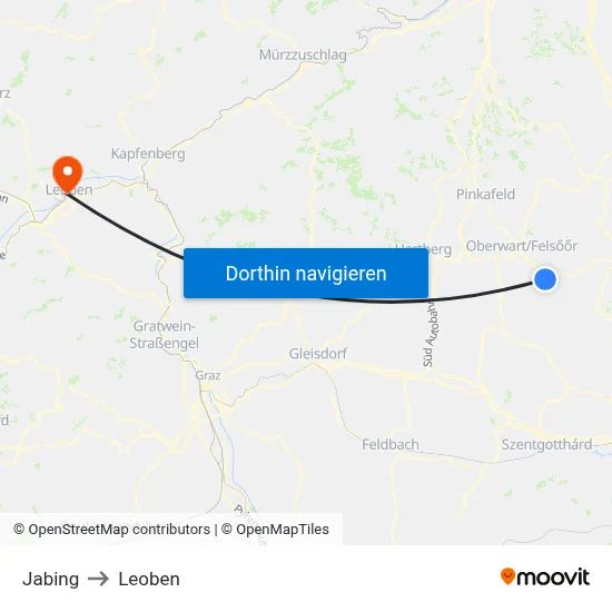 Jabing to Leoben map