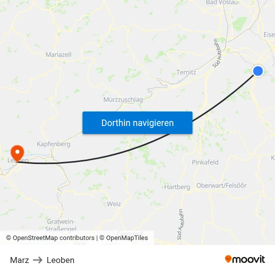 Marz to Leoben map