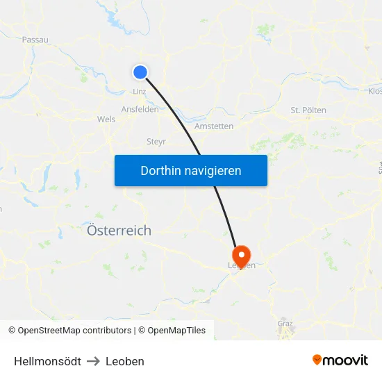 Hellmonsödt to Leoben map