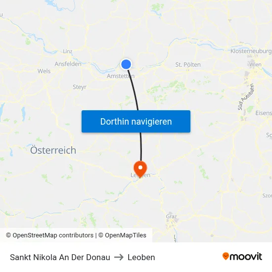 Sankt Nikola An Der Donau to Leoben map
