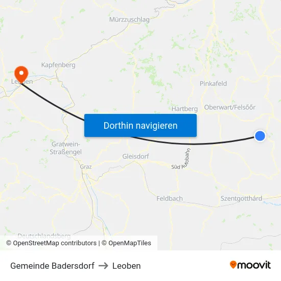 Gemeinde Badersdorf to Leoben map