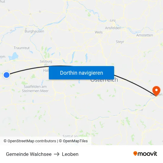Gemeinde Walchsee to Leoben map