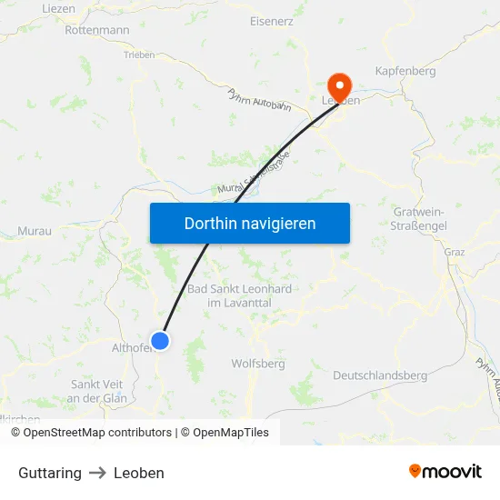 Guttaring to Leoben map