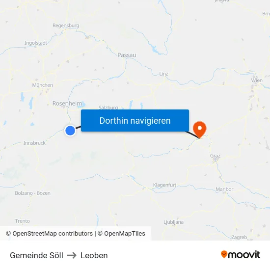 Gemeinde Söll to Leoben map