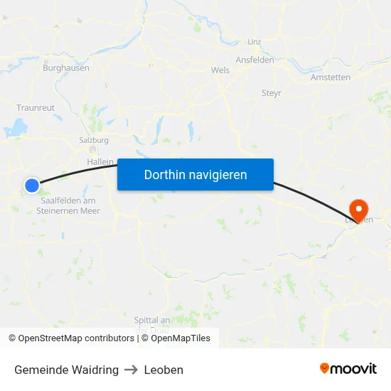 Gemeinde Waidring to Leoben map