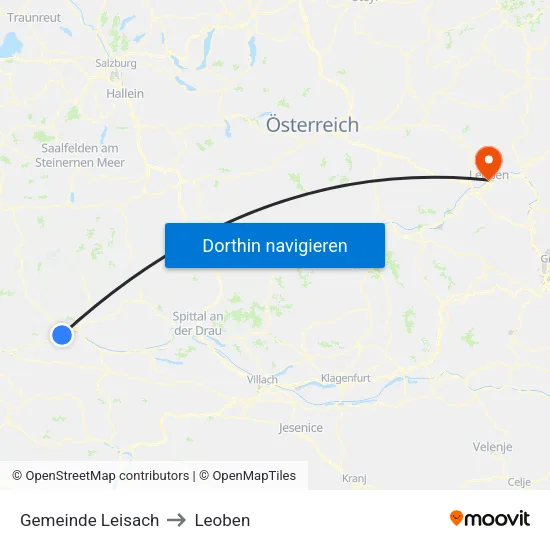Gemeinde Leisach to Leoben map