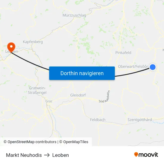 Markt Neuhodis to Leoben map