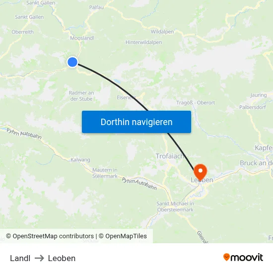 Landl to Leoben map