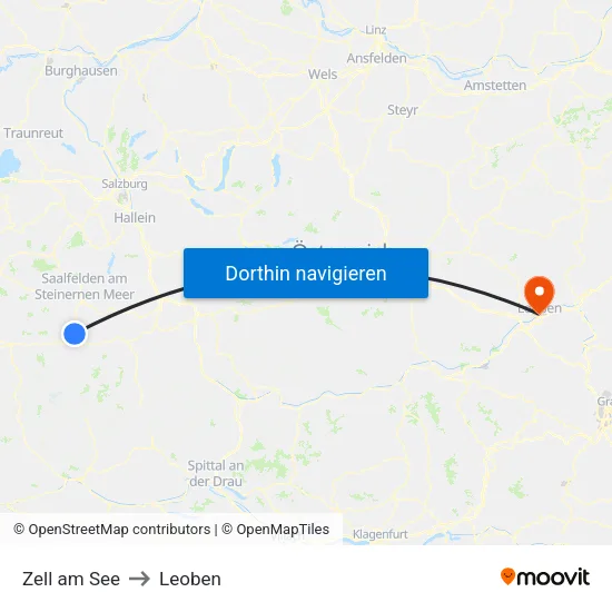 Zell am See to Leoben map