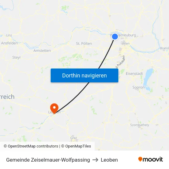 Gemeinde Zeiselmauer-Wolfpassing to Leoben map