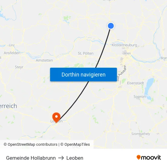 Gemeinde Hollabrunn to Leoben map