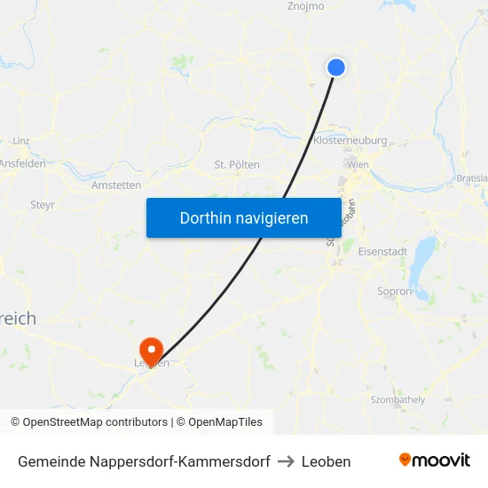Gemeinde Nappersdorf-Kammersdorf to Leoben map