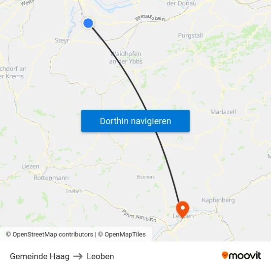 Gemeinde Haag to Leoben map