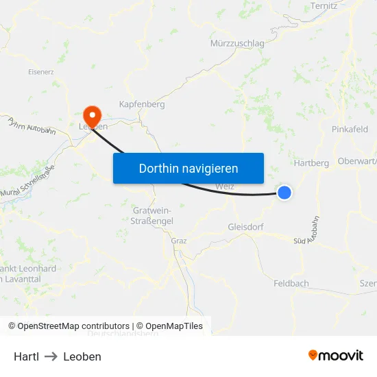 Hartl to Leoben map