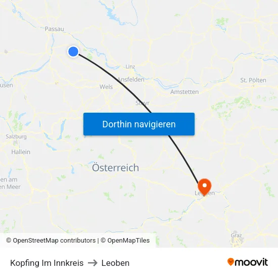Kopfing Im Innkreis to Leoben map