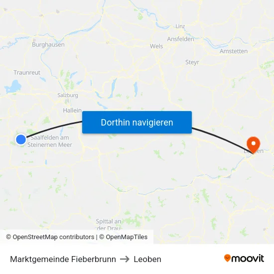 Marktgemeinde Fieberbrunn to Leoben map