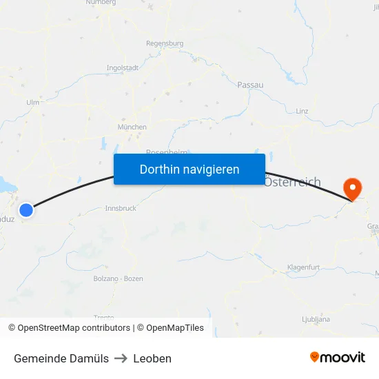 Gemeinde Damüls to Leoben map
