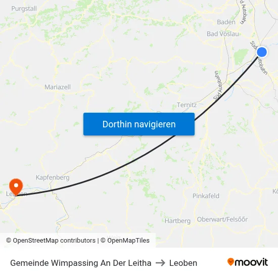 Gemeinde Wimpassing An Der Leitha to Leoben map