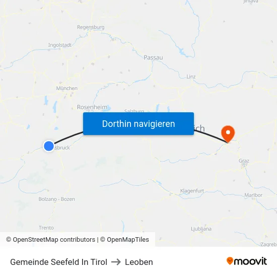 Gemeinde Seefeld In Tirol to Leoben map