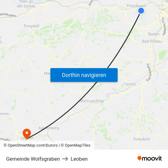 Gemeinde Wolfsgraben to Leoben map