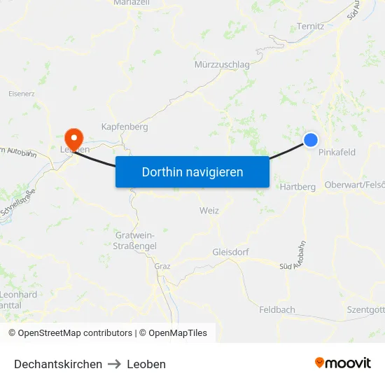 Dechantskirchen to Leoben map