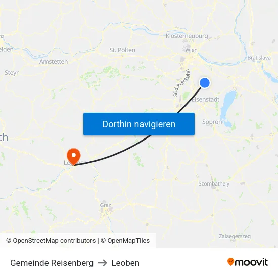 Gemeinde Reisenberg to Leoben map