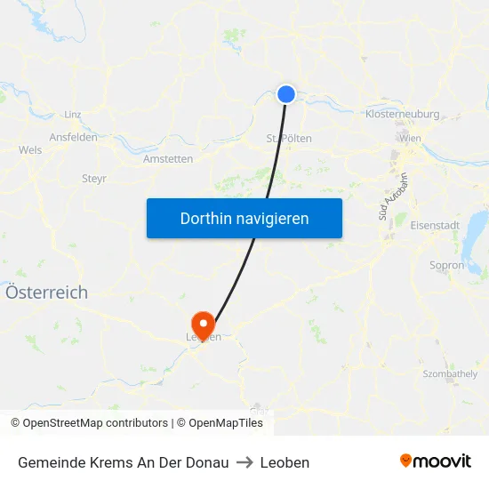 Gemeinde Krems An Der Donau to Leoben map