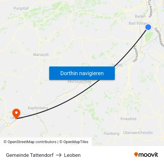 Gemeinde Tattendorf to Leoben map