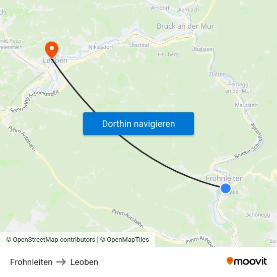Frohnleiten to Leoben map