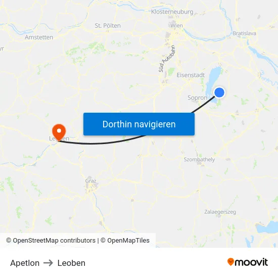 Apetlon to Leoben map