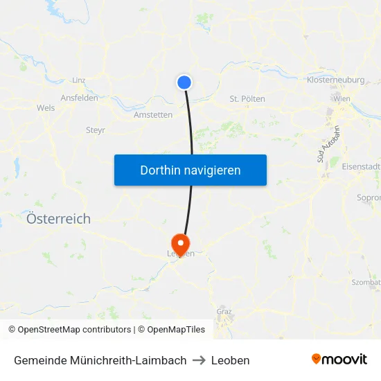 Gemeinde Münichreith-Laimbach to Leoben map