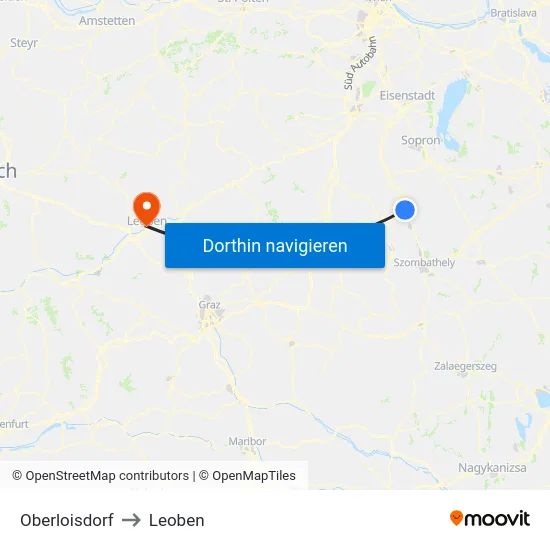 Oberloisdorf to Leoben map