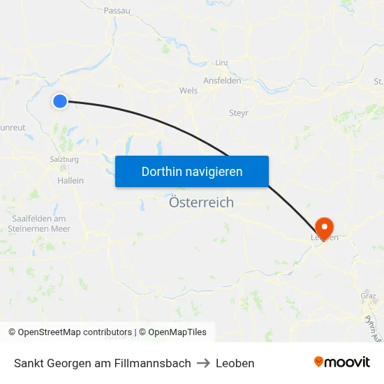 Sankt Georgen am Fillmannsbach to Leoben map