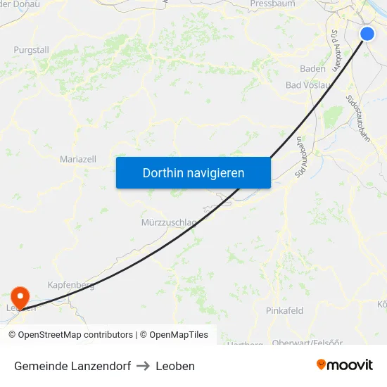 Gemeinde Lanzendorf to Leoben map