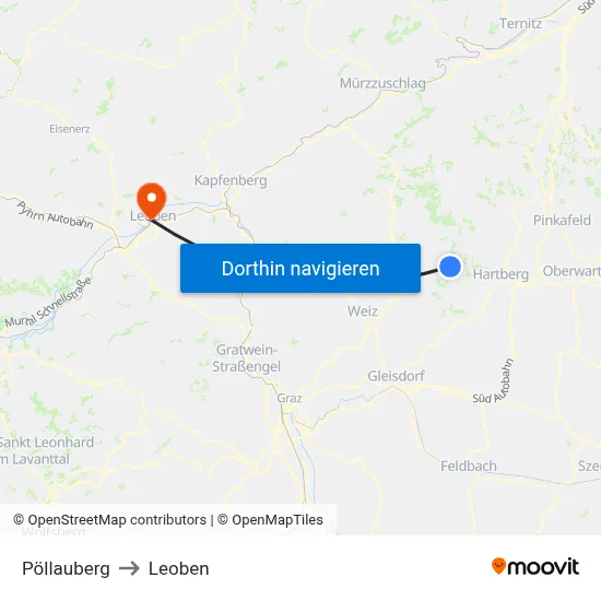 Pöllauberg to Leoben map