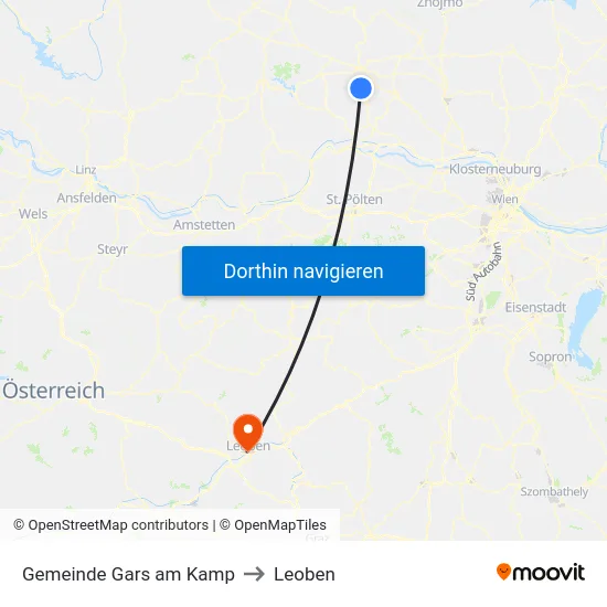 Gemeinde Gars am Kamp to Leoben map