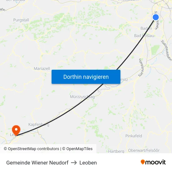 Gemeinde Wiener Neudorf to Leoben map