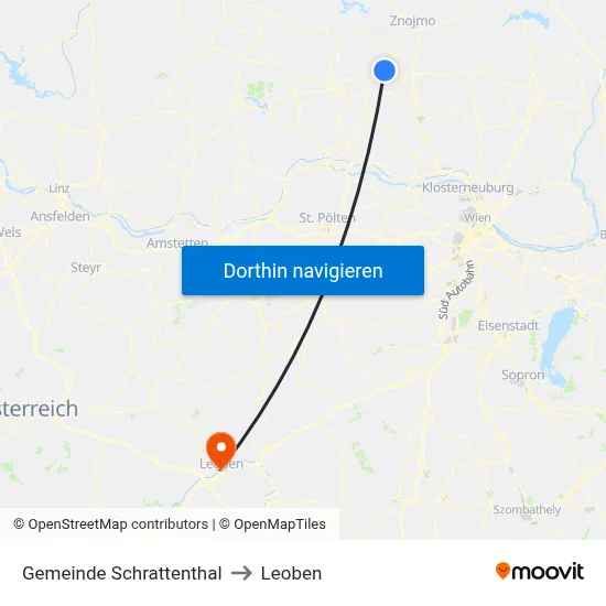 Gemeinde Schrattenthal to Leoben map